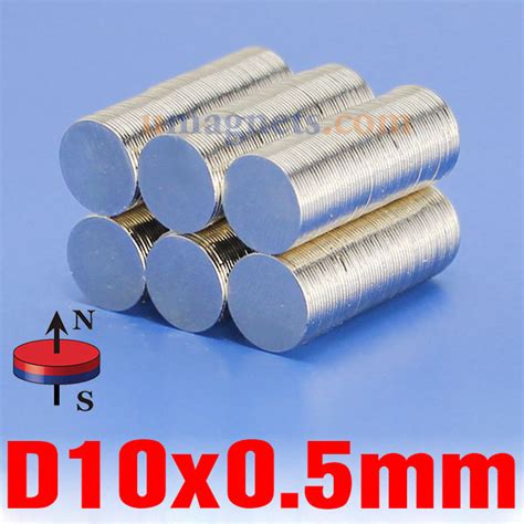 10mm x 0.5mm N35 Strong Neodymium Disc Magnet Rare Earth Round Magnets ...