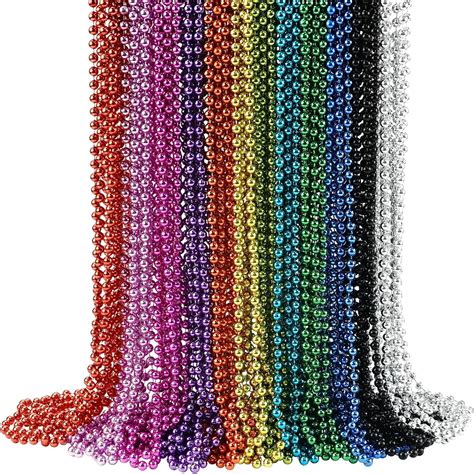 Amazon.com: YAXINRUI 72pcs Mardi Gras Beads Bulk, 33 Inch 7 mm Party ...