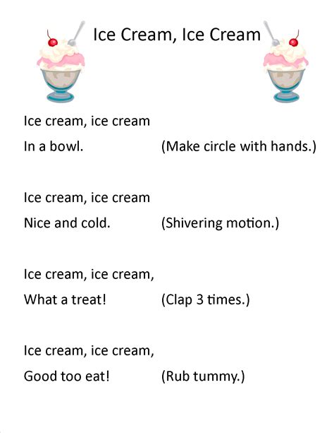 Action Rhyme for Ice Cream | Preschool Songs, Kids Poems