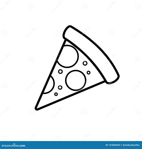 One Slice Pizza Outline Icon Stock Vector - Illustration of pepper, delicious: 141884565