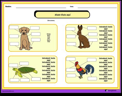 Hoja de Trabajo Sobre las Partes del Cuerpo de los Animales