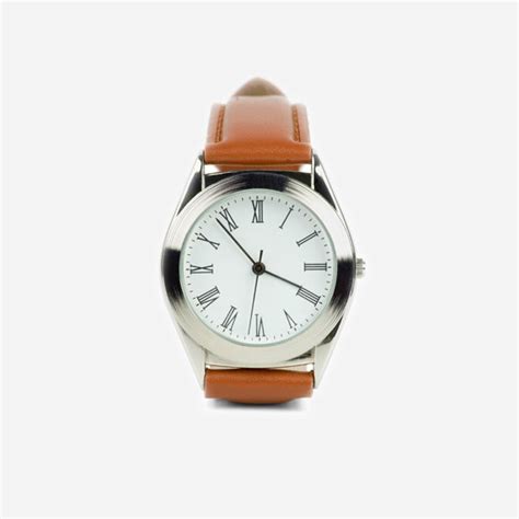 Silver Watch with Leather Strap