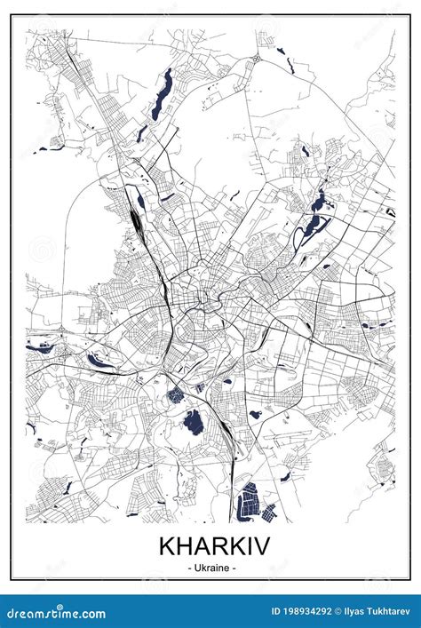 Map of the City of Kharkiv, Ukraine Stock Illustration - Illustration of road, gray: 198934292