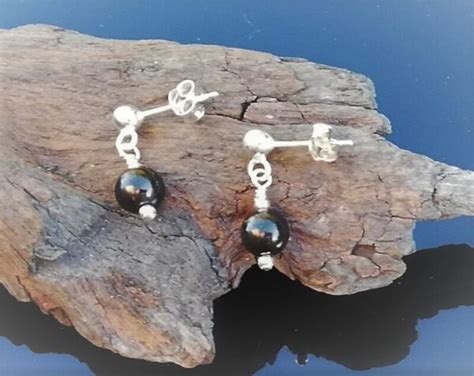 Sterling Silver Elite Shungite Stud Earrings | Handcrafted Jewelry