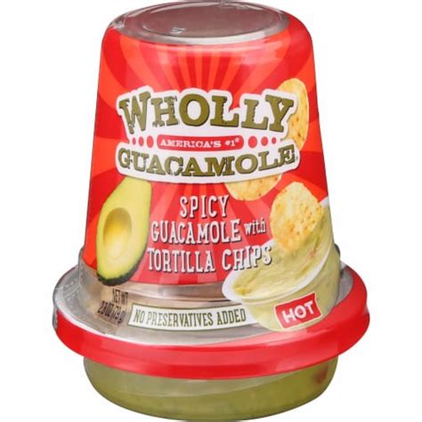 Wholly Guacamole Spicy Hot Guacamole with Tortilla Chips Snack Cup, 2.8 ...