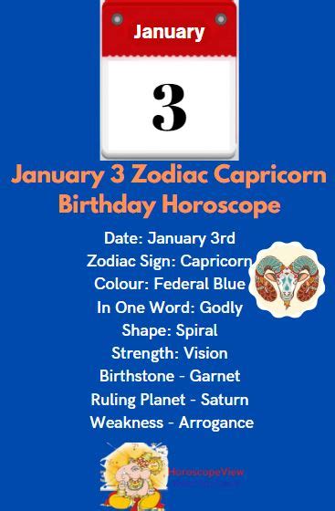 January 3 Zodiac Capricorn Birthday Horoscope