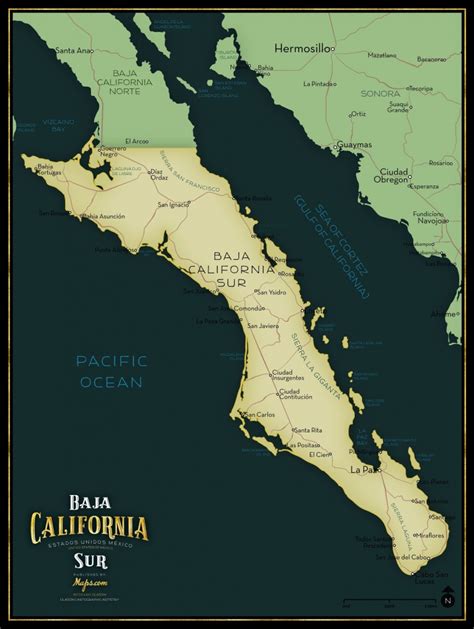 Baja California Sur Limited Edition Map - Maps - Baja California Norte Map - Printable Maps