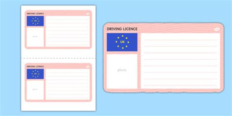 Blank Driving Licence Template (teacher made)