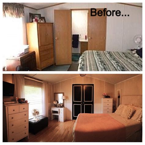 Before and after. Single wide trailer manufactured mobile home renovation remodel. Wall co ...