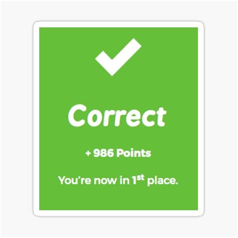 "Kahoot Correct First Place Sticker" Sticker for Sale by wowdino ...