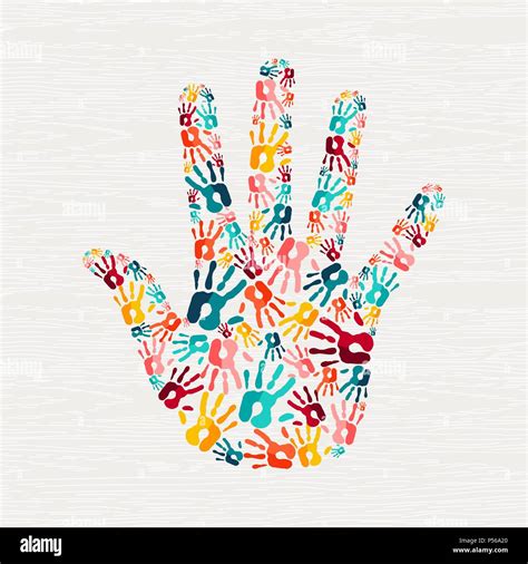 Human hand print shape concept. Colorful paint handprint background for ...