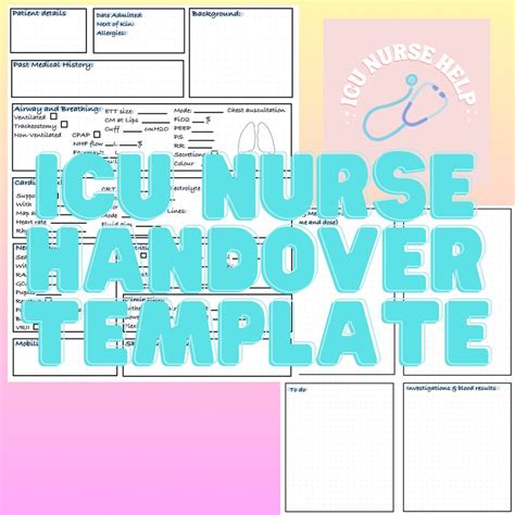 ICU Nurse Handover Template Printable Handover Template UK Nurse Handoverpdf Printable Report ...