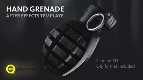 Hand Grenade 3D Logo Animation After Effects Template + Element 3D Model OBJ – Quince Creative
