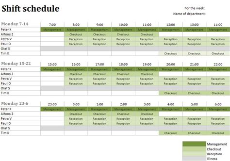 Staff duty roster as an Excel template | Excel templates, Schedule ...