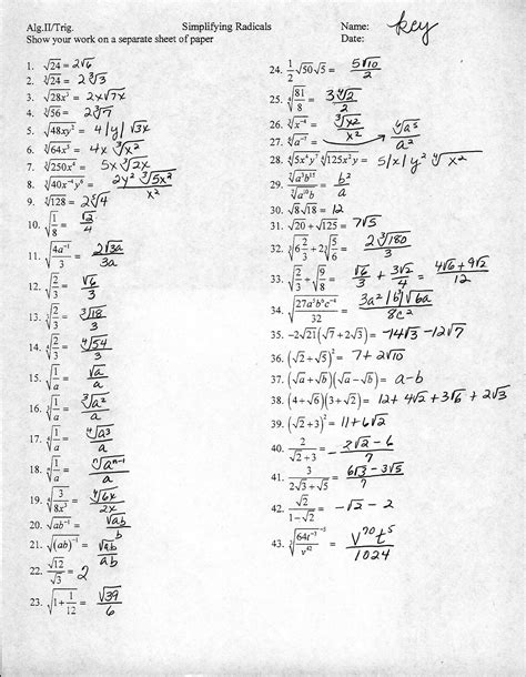 Simplifying Radical Expressions Worksheet Answers 30 Simplifying ...