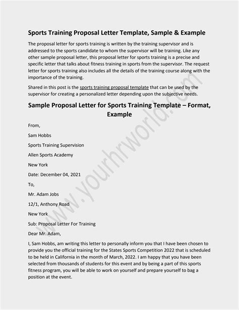 Sports Training Proposal Letter Template – Sample, Example by Your HR ...