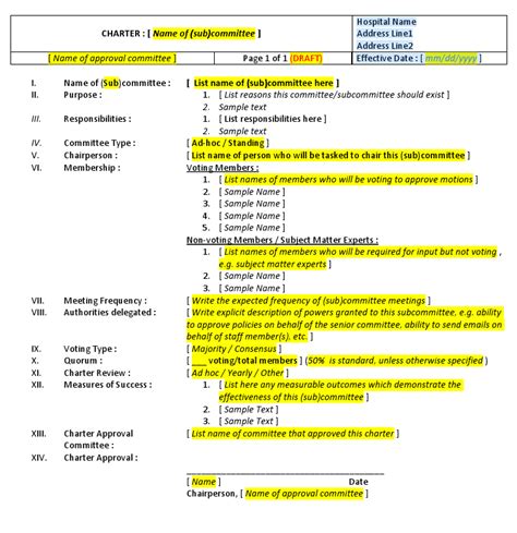 Steering Committee Charter Template