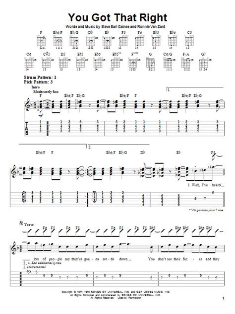 You Got That Right by Lynyrd Skynyrd - Easy Guitar Tab - Guitar Instructor