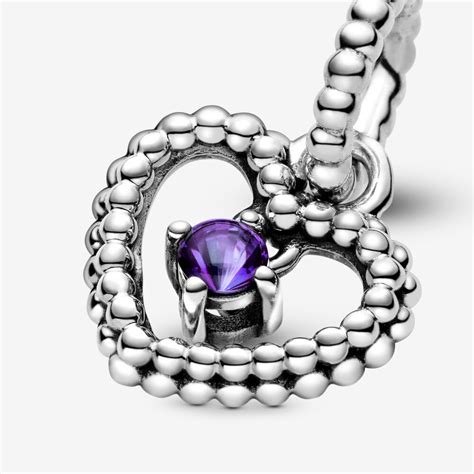 Purple Beaded Heart Dangle Charm | Silver | Pandora US