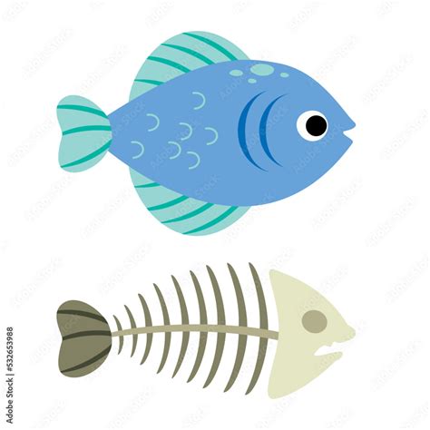 Cartoon Drawing Of A Fish Bone Stock Vector | Adobe Stock