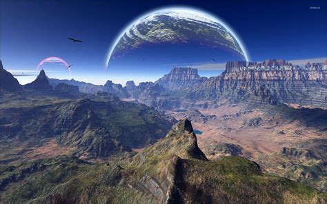 Two moons over the canyon wallpaper - Fantasy wallpapers - #35700