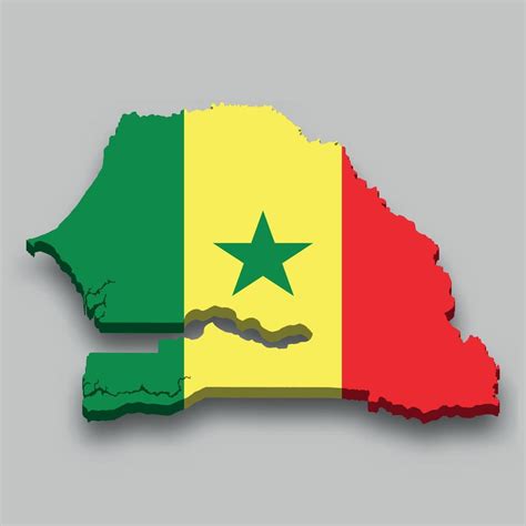 3d isometric Map of Senegal with national flag. 11176403 Vector Art at ...