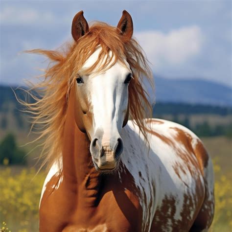 Premium AI Image | Portrait of a beautiful palomino stallion in the field