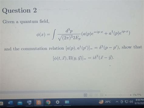 Solved Given a quantum field, | Chegg.com