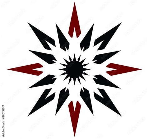 Abstract red and black vector 16 pointed chaos sun star symbol icon sign logo Stock Vector ...