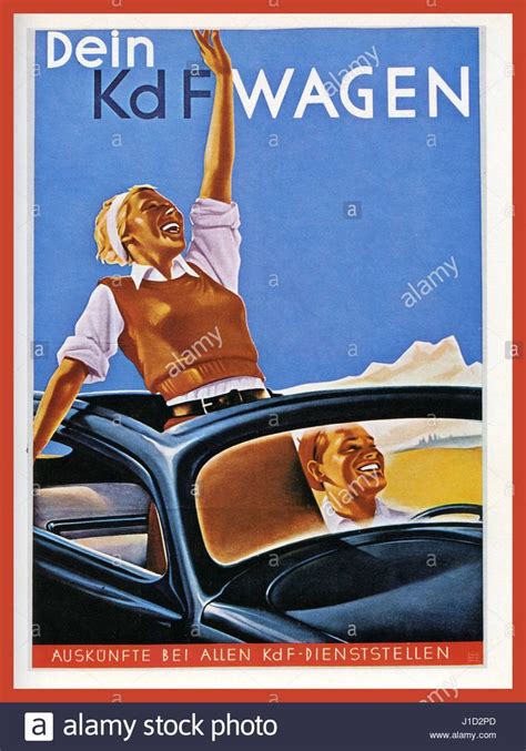 Propaganda poster 1930's Germany Volkswagen with 'Kraft Durch Freude ...