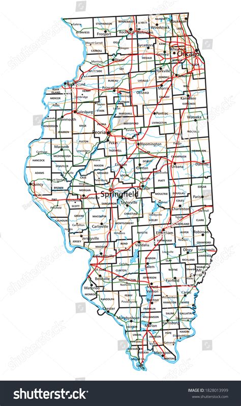 Illinois Road Highway Map Vector Illustration Stock Vector (Royalty ...