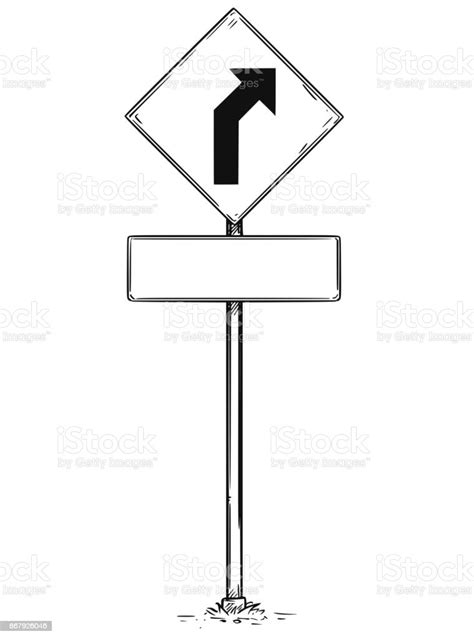 Drawing Of Curved Road Arrow Traffic Sign Stock Illustration - Download ...