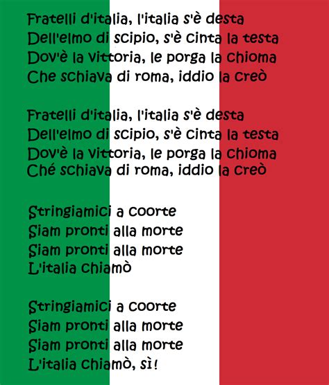 Fratelli D'italia Lyrics / Italy â€“ nationalanthems.info / Fratelli d ...