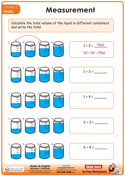 Free capacity measurement worksheet grade 3, Download Free capacity ...