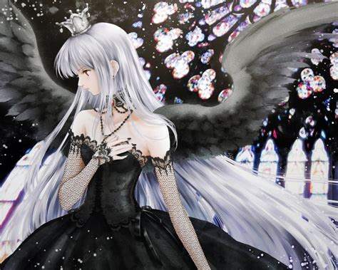 White Anime Girl With Wings Drawings