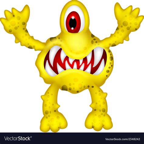 Yellow monster cartoon Royalty Free Vector Image