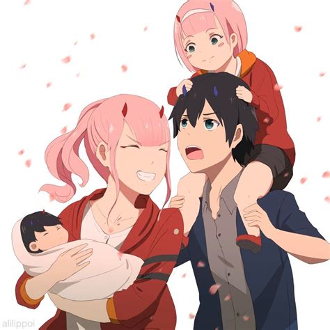 Darling In The Franxx | Hiro x Zero Two | Family | Dessin kawaii manga ...