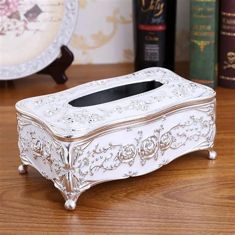 European Style Tissue Box Rectangular Decorative Tissue Box Cover Elegant Tissue Holder for ...