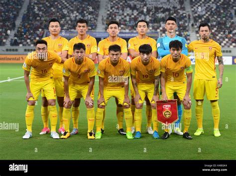 Doha, Qatar. 5th Sep, 2017. Players of the China's National Soccer Team ...