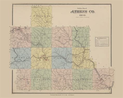 Athens County, Ohio 1875 Old Town Map Reprint Homeowner Names ...