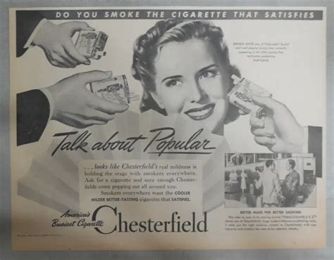 CHESTERFIELD CIGARETTE AD: Actress Brenda Joyce from 1940 Size: 10 x 14 ...