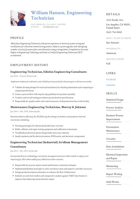 Engineering Technician Resume Template