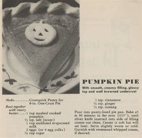 The Vintage Chiffon Cake Site - More Classic / Vintage Recipes - Betty Crocker Pumpkin Pie