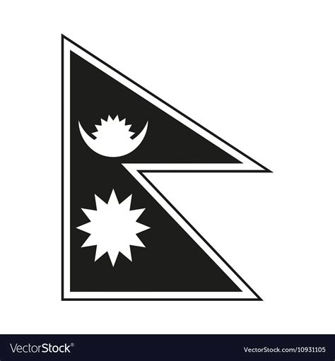 Flag of nepal monochrome on white background Vector Image