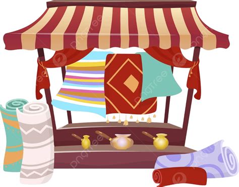 Handmade Carpet Bazaar Tent With Souvenirs And Persian Rugs Vector ...