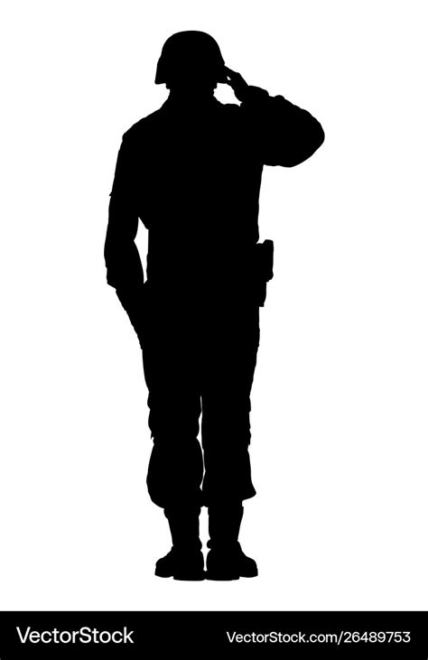 Saluting army soldiers silhouette isolated Vector Image