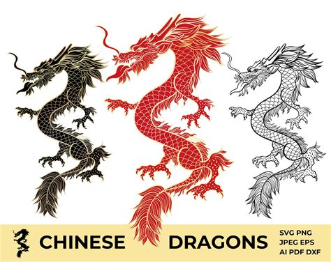 Chinese Dragon SVG Chinese Dragon Vector Dragon Tattoo Sublimation PNG ...