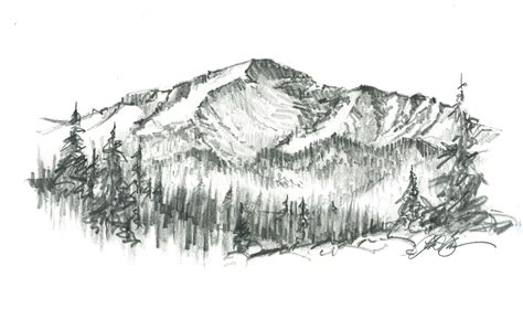 Mountain Landscape Pencil Drawings, Landscape Tattoo, Landscape Sketch ...