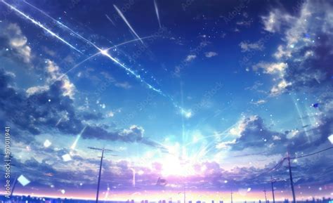 Anime sky art wallpaper background. Fantasy sky with beautiful star ...