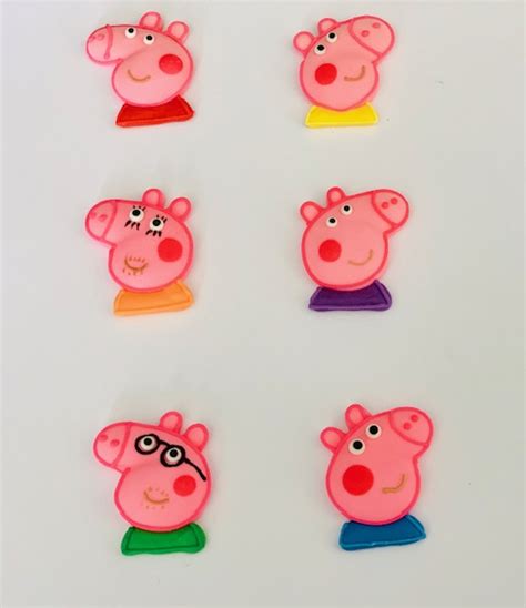 Edible Toppers- Peppa Pig Set of 6 - Cake Deco Supplies